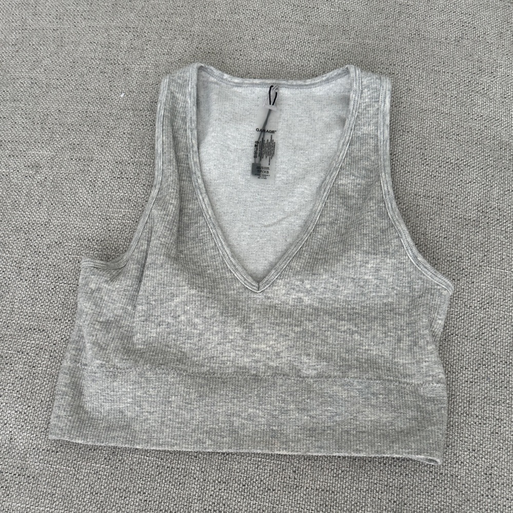 Garage grey v neck crop top